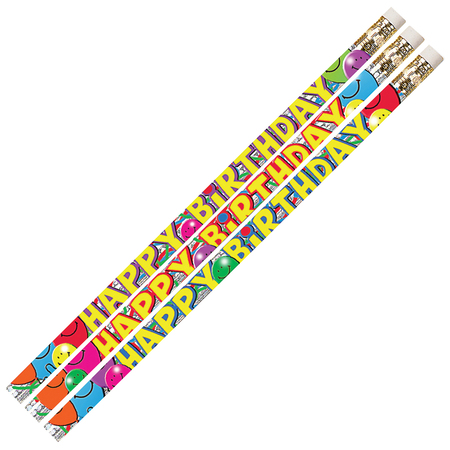 MUSGRAVE PENCIL CO Birthday Bash Motivational/Fun Pencils, 12 Per Pack, PK12 2214D